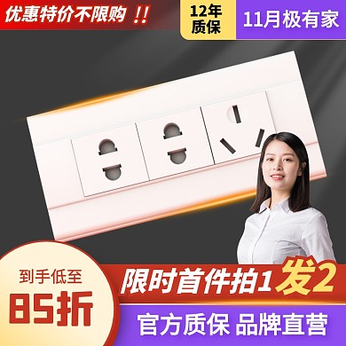 简约风11月极有家插座促销活动主图直通车