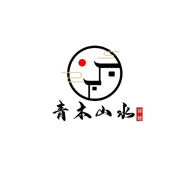 创意大气红色古风优雅招牌logo