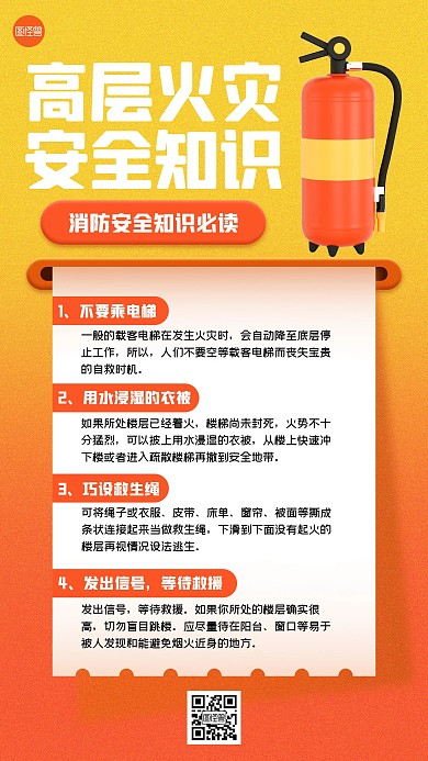 高层火灾安全知识手机海报