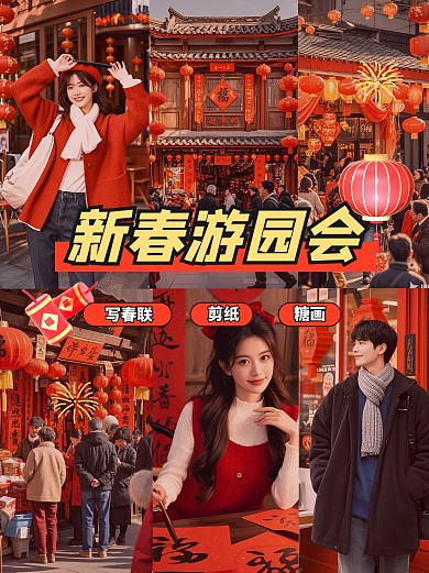 新春游园会庙会活动社交媒体小红书