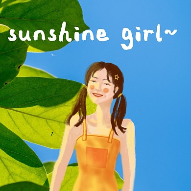 阳光女孩插画创意明亮红包头像