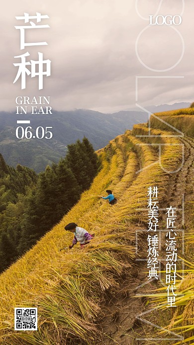 芒种节气品牌借势祝福简约摄影手机海报