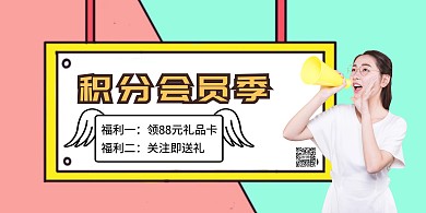 简约质感积分会员季横版海报