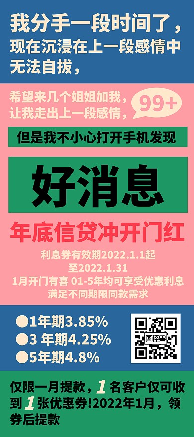 简约撞色纯文字开门红信贷宣传展架