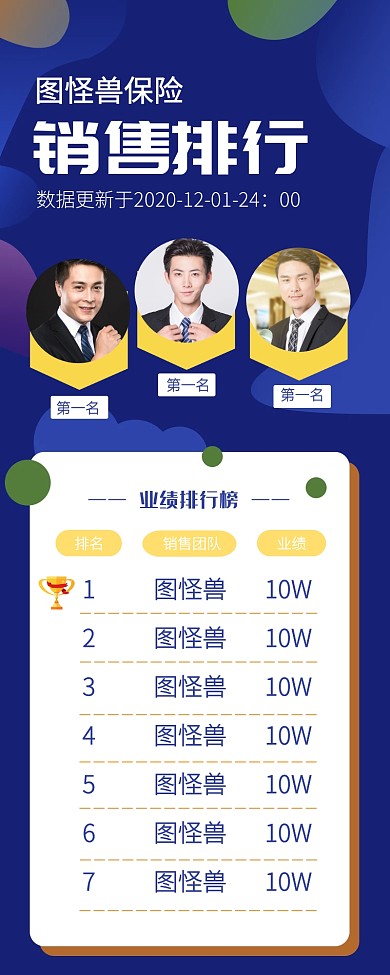 企业业绩排行榜营销长图副本奖励销售冠军