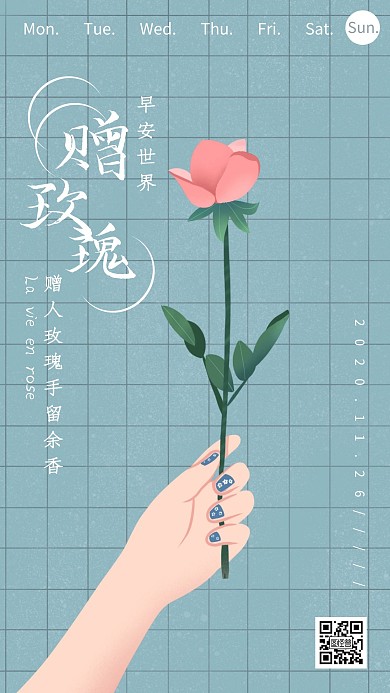 每日一签早安玫瑰安静月历赠玫瑰日签