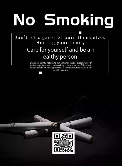 灰色英文禁烟海报