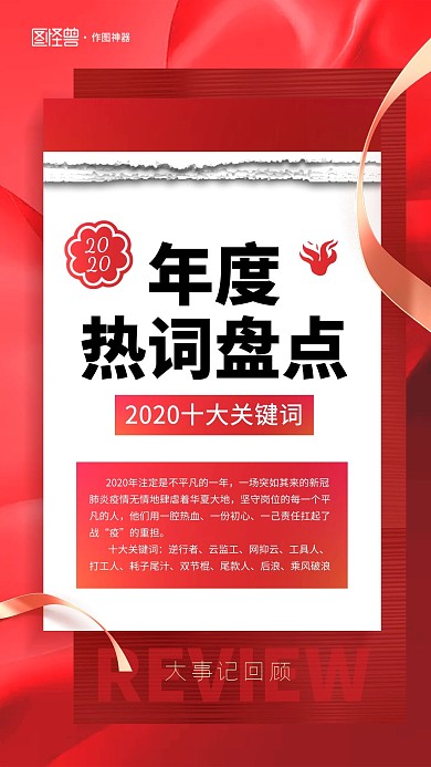 年度关键词回顾盘点日历手机海报