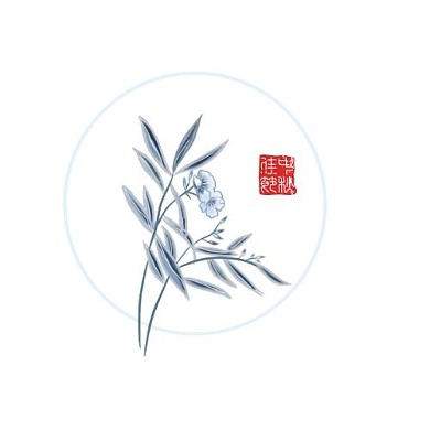 古风清新淡雅花叶印章唯美logo