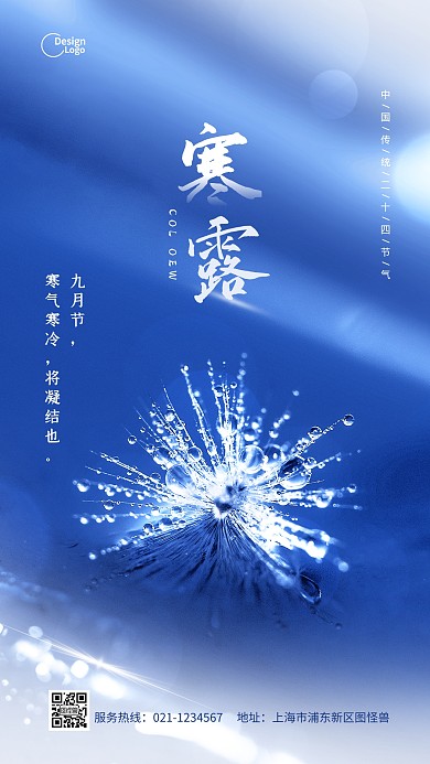 二十四节气寒露水珠摄影图海报