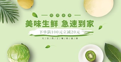 生鲜电商海报绿色简约风banner