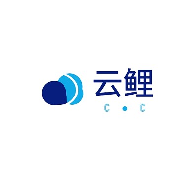 云鲤创意简约蓝色平面标志LOGO