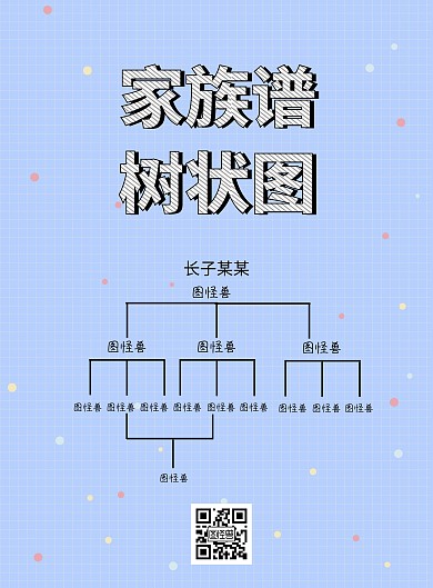 家族谱树状图简约创意印刷海报