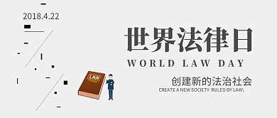 世界法律日法治社会灰色简约风公众号封面