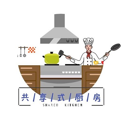 共享厨房餐饮logo扁平元素彩色美食 