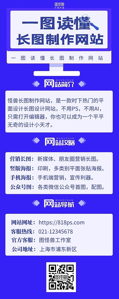 一图读懂长图制作网站营销长图蓝色简约简洁
