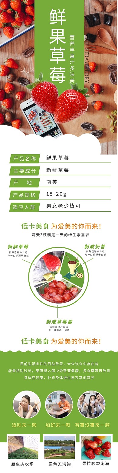 质感简约水果草莓美食上新特价促销详情页