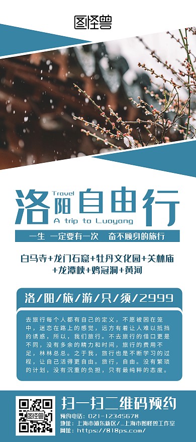 洛阳简约蓝色商务大气展架