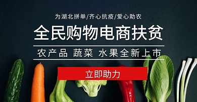 全民购物简约黑色淘宝扶贫banner