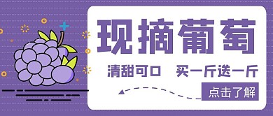 紫色卡通风格葡萄公众号封面首图