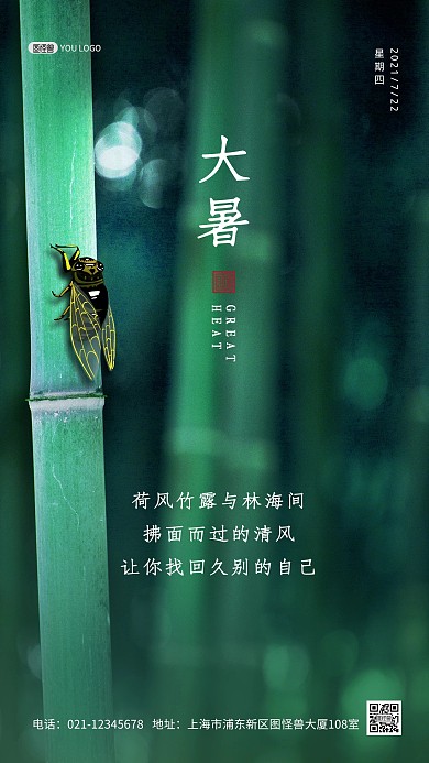 大暑传统节气创意摄影图海报