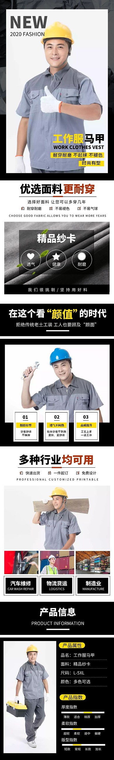 黑色大气马甲详情页工作服