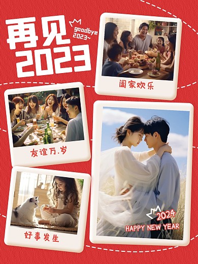 再见2023照片拼图效果模版