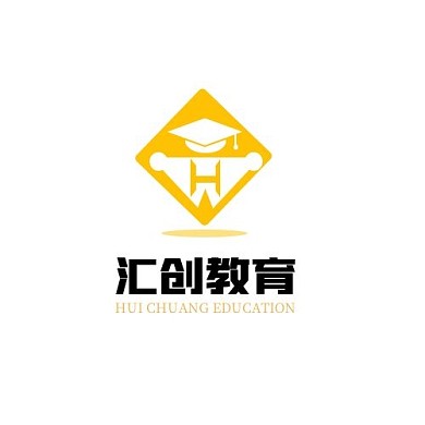 汇创教育菱形学士帽红橙简约LOGO