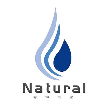 蓝色简约爱护自然一滴水logo