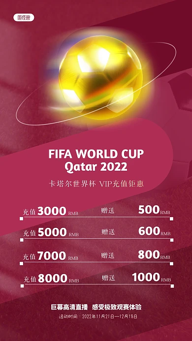 2022卡塔尔世界杯充值优惠ins风海报