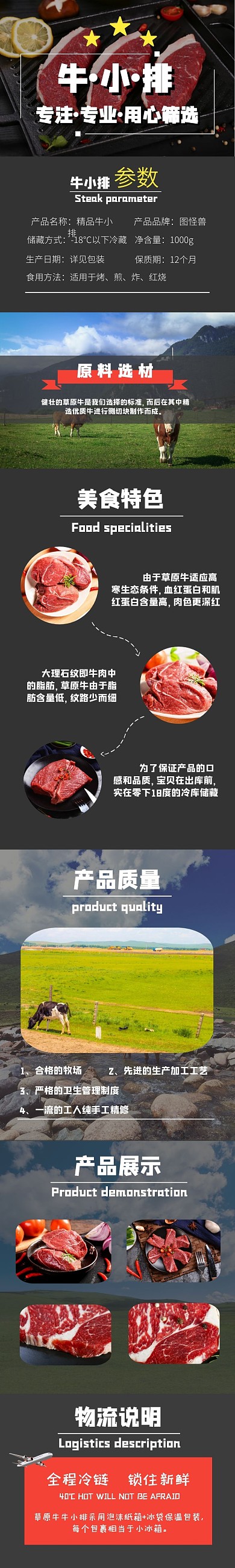 黑色大气牛小排详情页