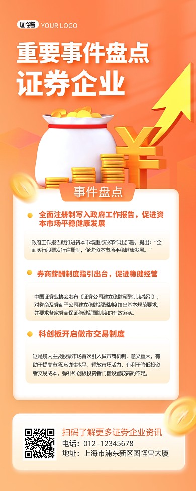 证券企业重要事件盘点宣传创意营销长图