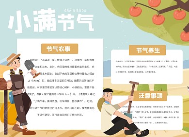 卡通插画风小满节气手抄报