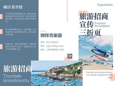 旅游招商简约几何清新宣传商务三折页