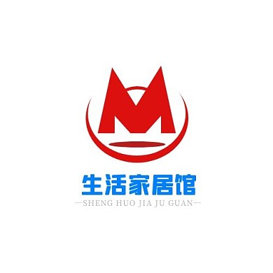 生活家居馆M字房屋圆环红蓝简约LOGO