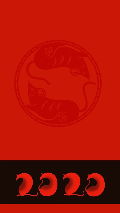 图怪兽原创元素红色喜庆鼠年艺术背景