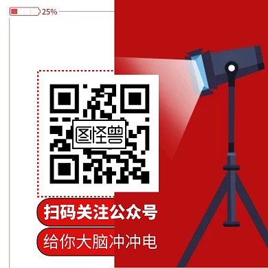 红色大气冲电引导识别关注二维码