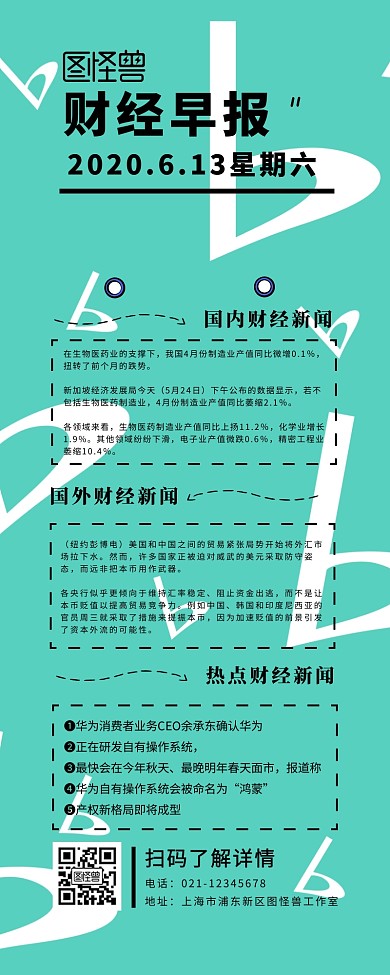 财经早报新闻热点资讯营销长图