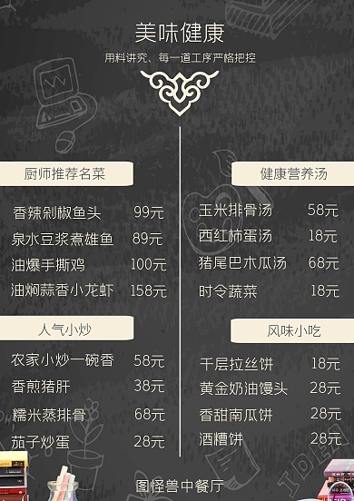 中餐、日料、饮品、面包的菜单/菜谱