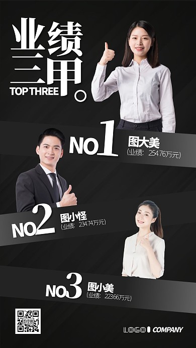 销售业绩前三名表彰宣传手机海报