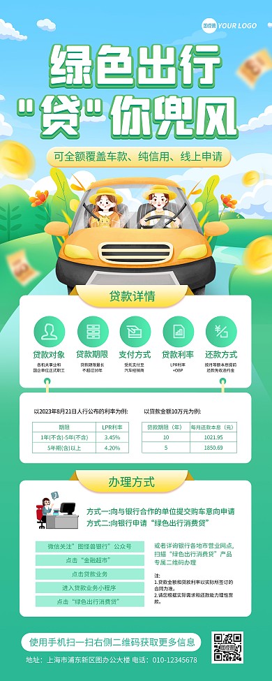 新能源汽车绿色出行消费贷贷款车贷易拉宝