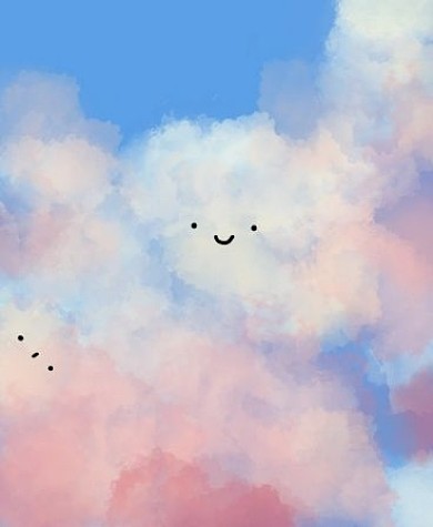 日系唯美简约云朵插画iwatch表盘背景