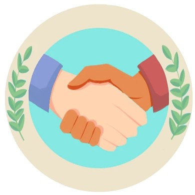 握手清新圆形手绘红包头像