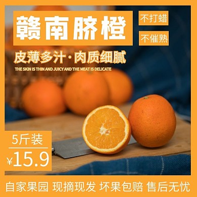 简约黄色赣南脐橙直通车主图