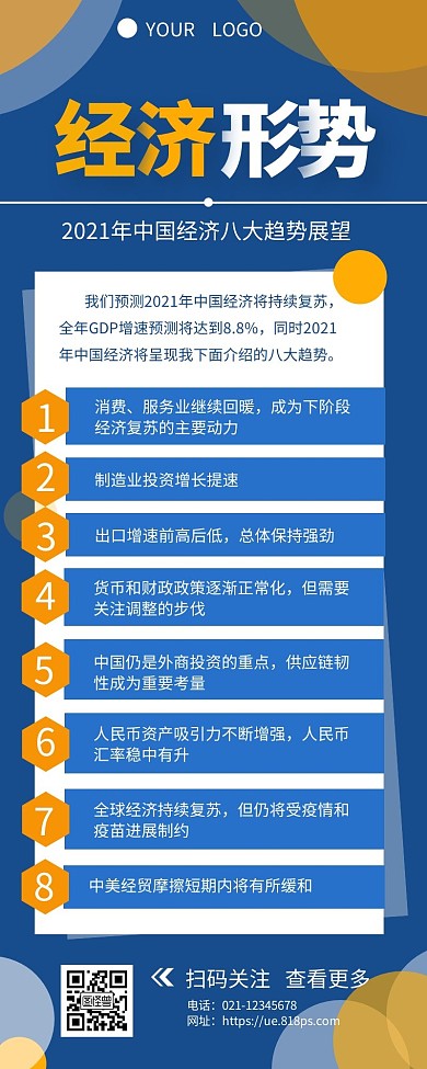 经济形势宣传介绍简约营销长图设计