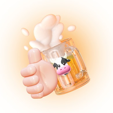 可爱趣味牛啤3D头像