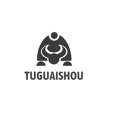 纯色灰色简约卡通骑牛logo设计