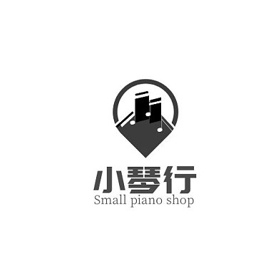 小琴行音符地标黑白简约LOGO