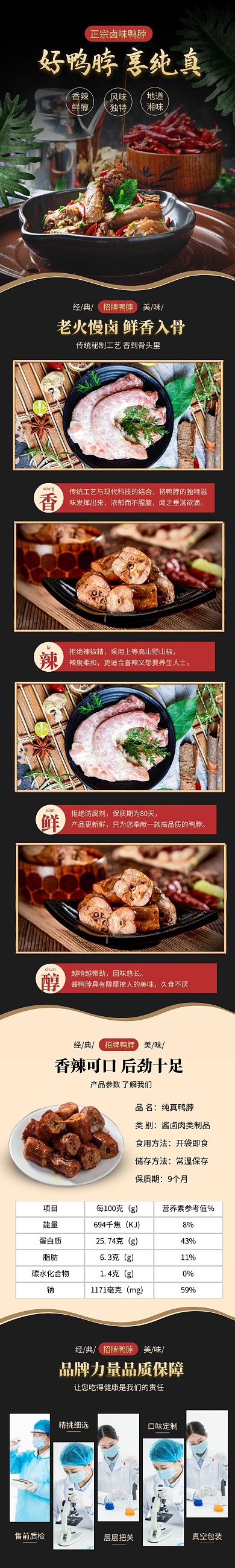卤菜鸭脖馆店黑色简约首页电商美食详情页