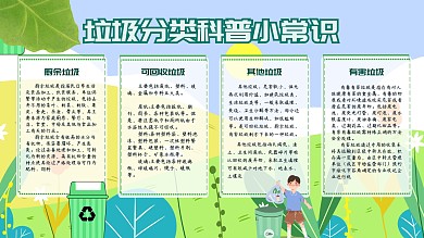 绿色插画风垃圾分类手抄报